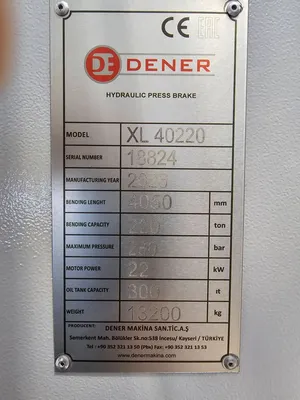 New | in-Stock DENER XL 220-40 Press Brakes Alberta CA | Merchant Machine Tools Inc #199978