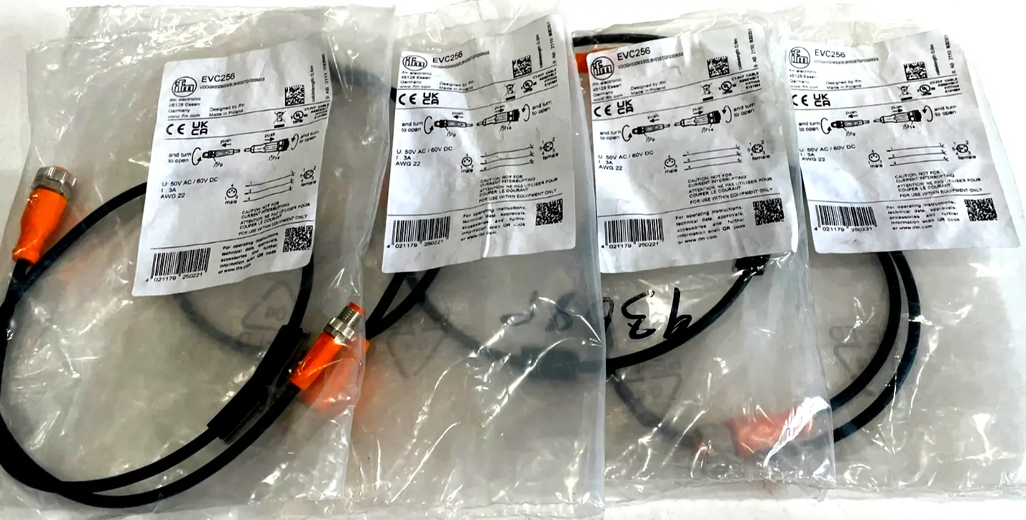NEW IFM ELECTRONIC VDOGH030MSS00,6H03STGF030MSS-EVC256 CABLE ASSEMBLY LOT OF 4