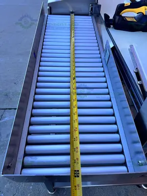 USED DORNER STAINLESS STEEL CONVEYOR INSPECTION MACHINE W/ OPTEL CONTROLLER