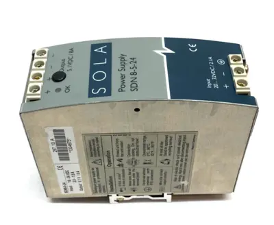 SDN8-5-24 | Emerson SOLA  Power Supply 18-36VDC 2, 9-1, 5A Input 5, 1V/ 8A Output - Used