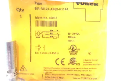 NEW TURCK BI4-M12K-AP6X-H1141 INDUCTIVE SENSOR 46072 TURCK BI4M12KAP6XH1141