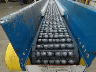 New London Engineering 8"x 20' Plastic Roller Belt Accumulating Conveyor 460V