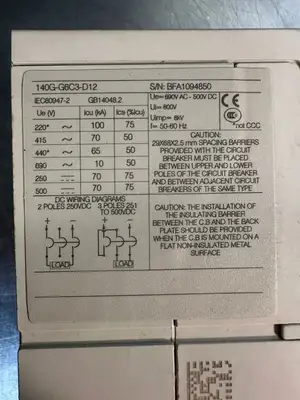 Allen Bradley 140G-G6C3-D12-AJ SERIES A MOLDED CASE CIRCUIT BREAKER (2.1.3)