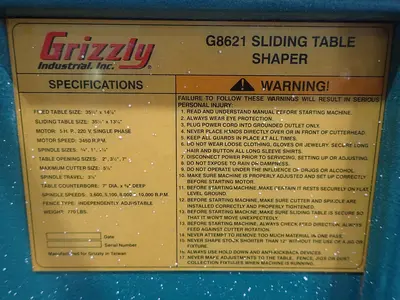 Used GRIZZLY G8621 Woodworking Shapers New York US | Martin's Woodworking Machinery #1407698