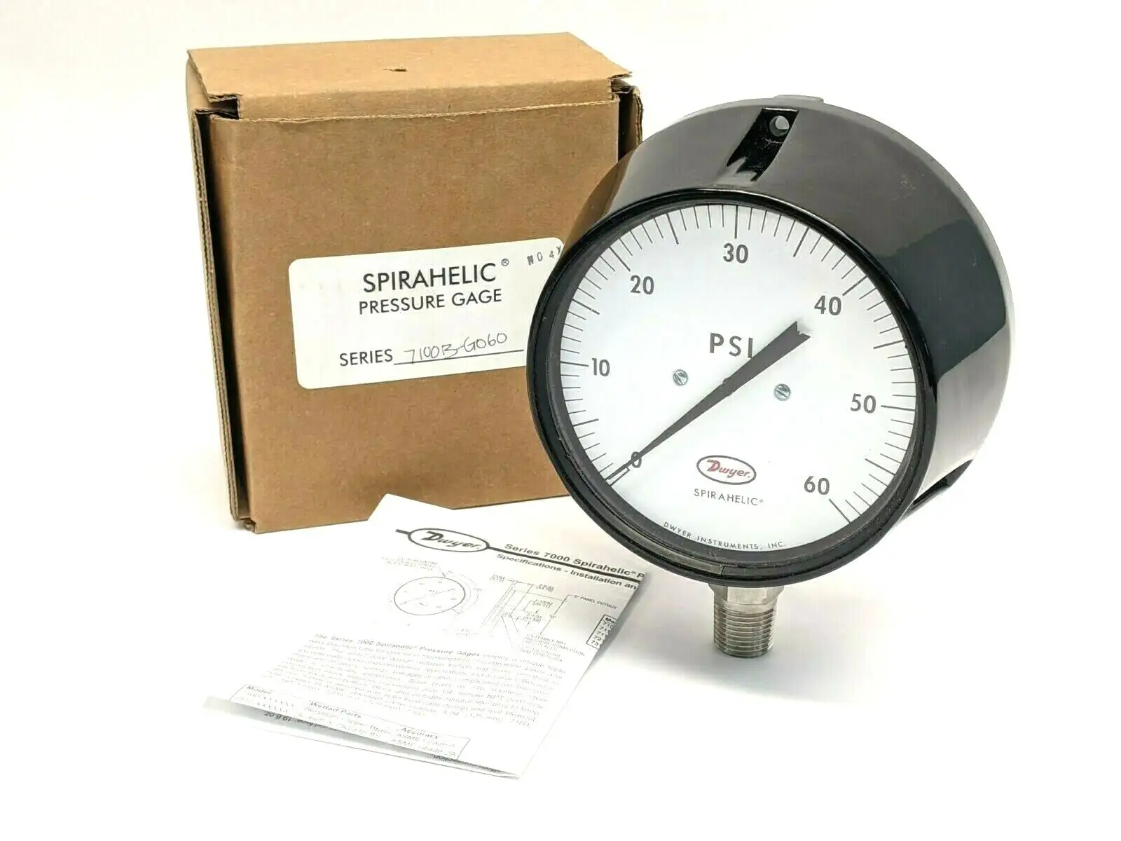USED DWYER SPIRAHELIC DIRECT DRIVE PRESSURE GAGE 60 PSIG
