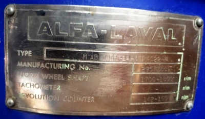 Alfa-Laval MAB 206S-24-60 oil purifier, SS.