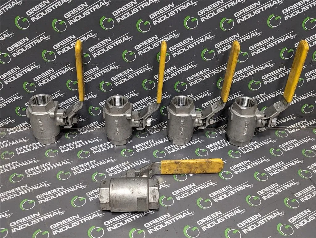 Lot of 5 Virginia CF8M Stainless Steel 1" Ball Valves 1000 WOG Used
