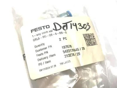 NEW FESTO ONE-WAY FLOW CONTROL VALVE FITTING