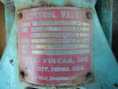 Copes Vulcan 3/4" 125 Rating, WCB Steel Flanged Control Valve