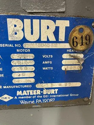 USED 1989 BURT 408D HYDRAULIC ROLL THROUGH LABELER