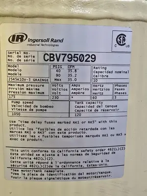 Used 2021 INGERSOLL RAND 2545K10V-3 Tank Mounted Air Compressors Wisconsin US | Packer City Sales #1303622