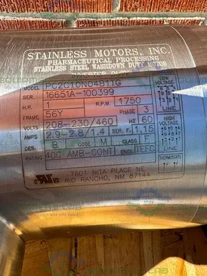 NEW STAINLESS MOTORS PC2C010N04B1TG 1 HP WASHDOWN DUTY MOTOR W/ 3.67:1 GEAR REDUCER