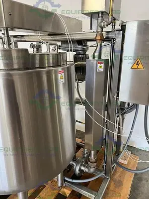 USED METAL FABRICATION 50 GALLON JACKETED MIXING TANK W/ SIDE SCRAPER, CONTROLLER