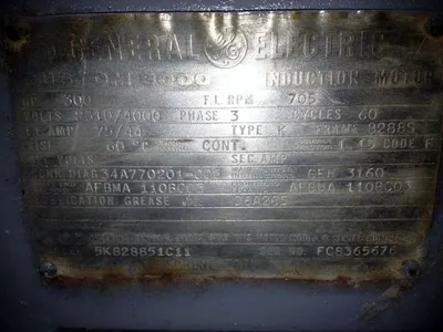 300 hp General Electric Induction  AC Motor