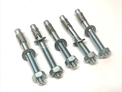 USED MKT BZ ZN M10X95/15-35 WEDGE ANCHOR ZINC PLATED CONCRETE BOLT LOT OF