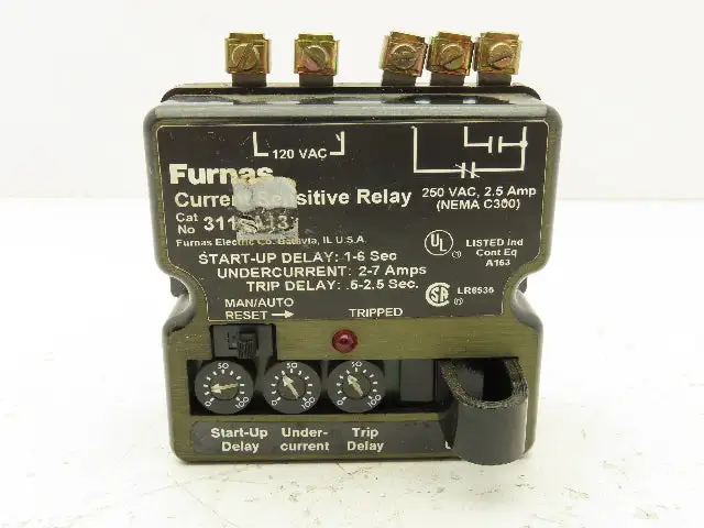 Furnas 3113A13 Current Sensitivity Relay Module 250V 120V 2.5A
