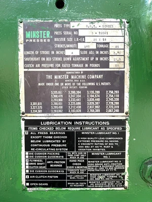 USED 1970 MINSTER MINSTER 5 PRESS