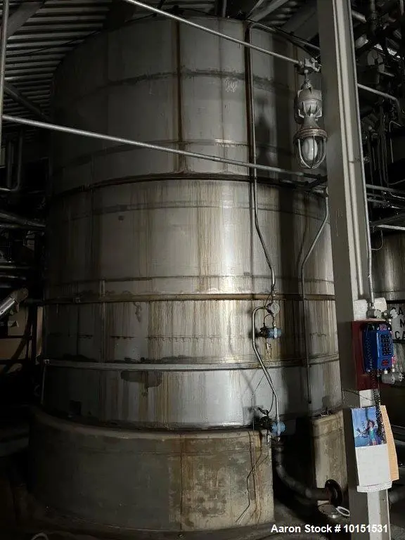 Used Perry Products 10,000 Gallon Stainless Steel Tank – Skirt Mounted, Flat Top & Bottom