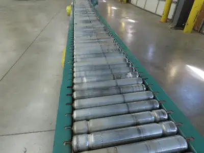 14' x 10" Live Roller Bed S-Curve Conveyor V-Belt Drive Adj Height *NO MOTOR*