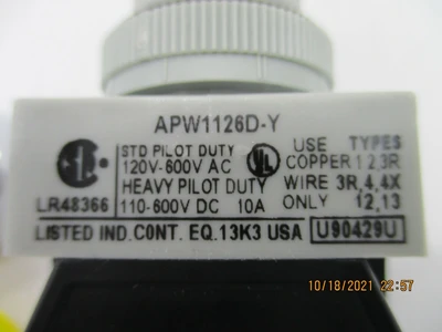 Idec Corporation APW1126D-Y New Pilot Light Operator