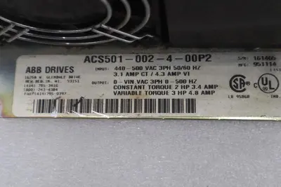 ABB ACS500 AC Drive ACS501-002-4-00P2 2 HP 3 PH STOCK 2267-A