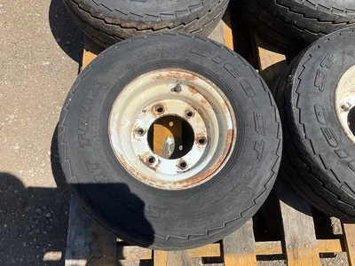 (4) 20.5x8.0-10 tires on steel 6-bolt wheels, used