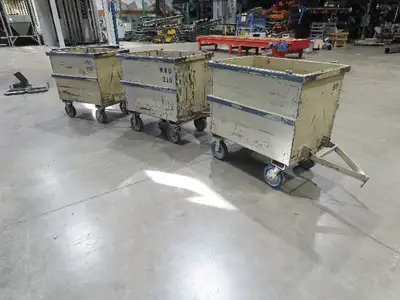 Portable Steel Hopper 1/2 Yard Tote Non-Tilt Towable Cart 36x24x27" Tan