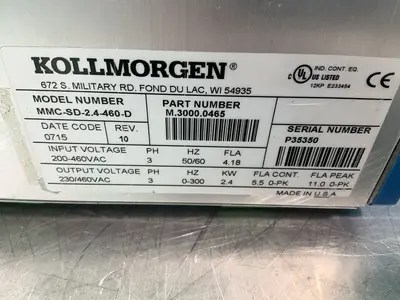 Used KOLLMORGEN MMCSD2.4460D Servo Drives Ohio US | HGR 24 #1330281