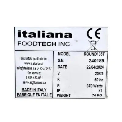 USED ITALIANA FOOD TECH INC. ROUND 35T