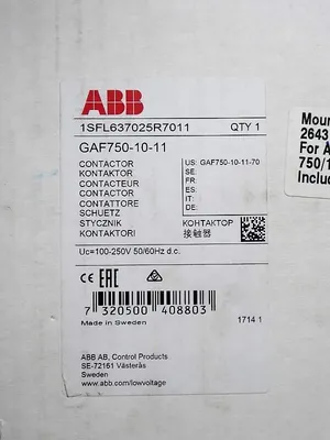 ABB GAF-10-11-70 Contactor 1SFL637025R7011 Uc-100-250 VDC 50 / 60 Hz New NIB