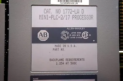 NEW ALLEN BRADLEY 1772-LW PROCESSOR MODULE SER.D 1772LW