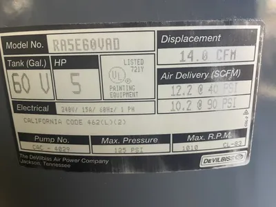 Used DEVILBISS PRO 4000 Tank Mounted Air Compressors California US | Wheeler Machinery Sales #1283231