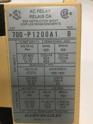 USED ALLEN BRADLEY 700-P1200A1 SER B