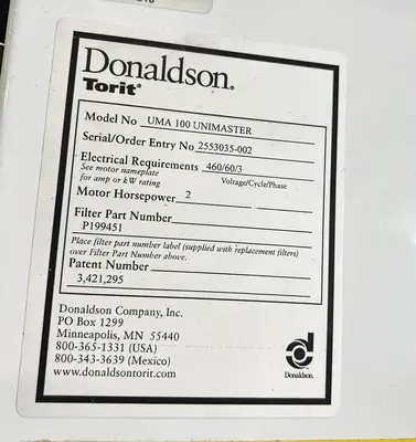 USED DONALDSON TORIT UMA 100 UNIMASTER