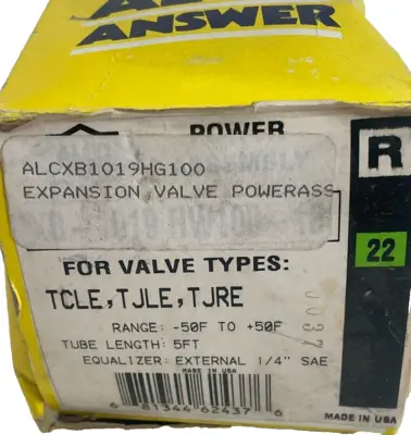 NEW ALCO CONTROLS XB1019 HW100-1B THERMO EXPANSION VALVE XB1019HW1001B