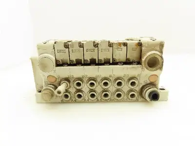 SMC VVQ2000-10A-1 VQ2401-51 Pneumatic Solenoid Valve 6-Station Manifold Block