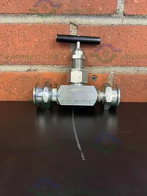 USED SWAGELOK SS-12NBF12 NEEDLE VALVE 6000 PSI W/ 1" SANITARY FITTING