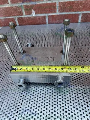 USED MILLIPORE STAINLESS STEEL PELLICON FILTER HOLDER W/ 1" SANITARY FITTING
