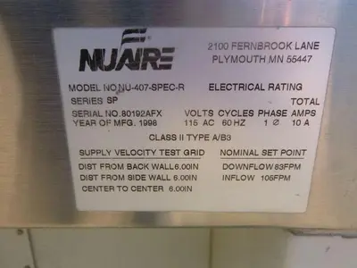 USED 1998 NUAIRE NU-407-SPEC-L