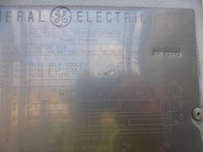 3750 KVA GE Silicone Transformer, 13.8KV Pri, 2400Y/1385V Sec