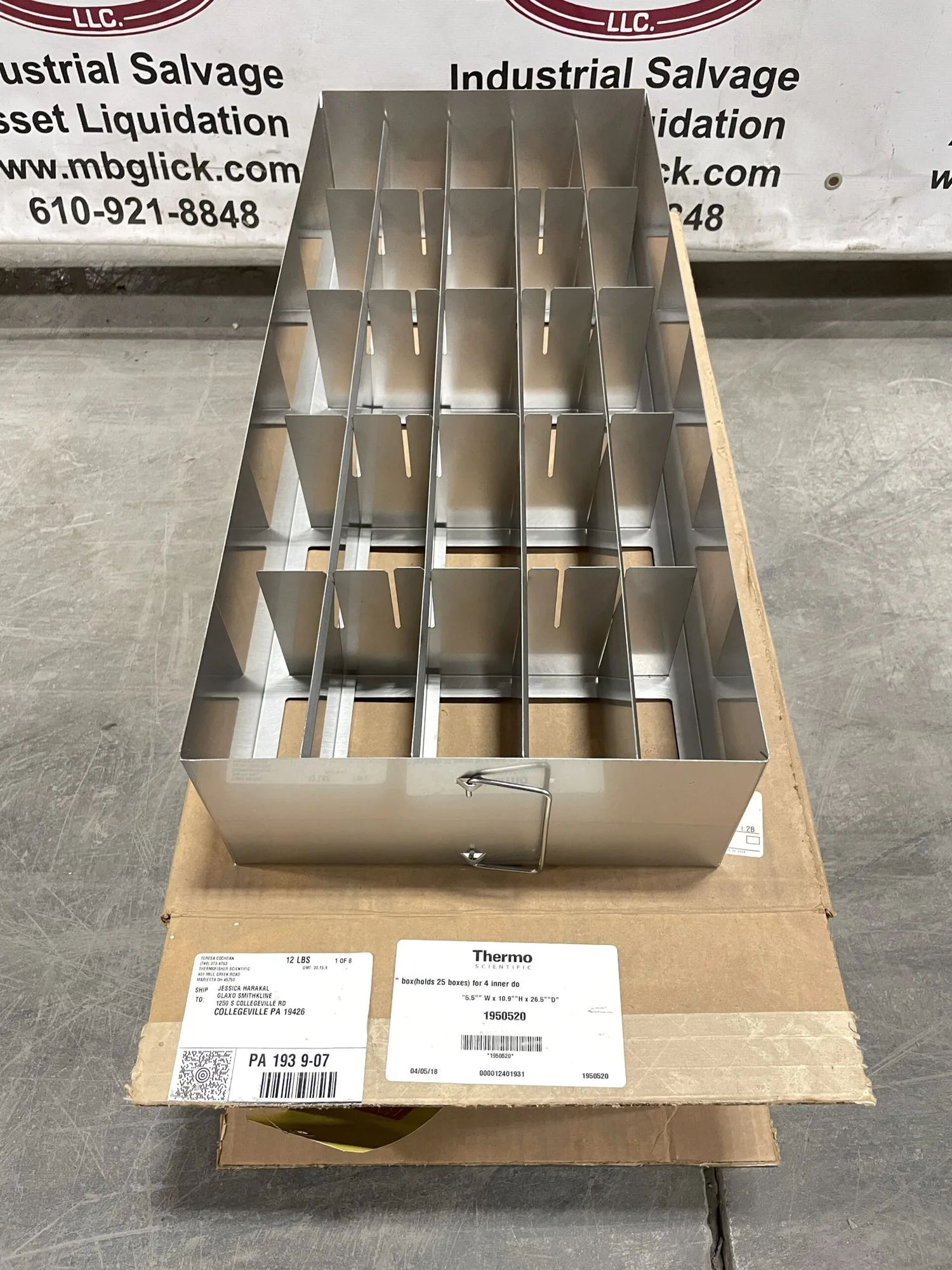 Thermo Scientific 1950520 2″ Cryo 25 Cryogenic Freezer Storage Rack NIB