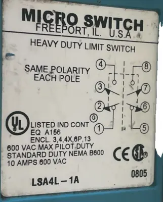 NEW HONEYWELL MICROSWITCH LSA4L-1A LIMIT SWITCH LSA4L1A