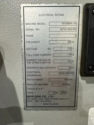 USED 2002 MORI SEIKI NV5000A/40