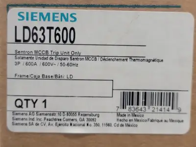New | in-Stock SIEMENS LD63T600 Switchgears British Columbia CA | Lenmark #240732