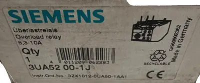 NEW SIEMENS 3UA52 00-1J OVERLOAD RELAY 6,3-10A 3UA52001J