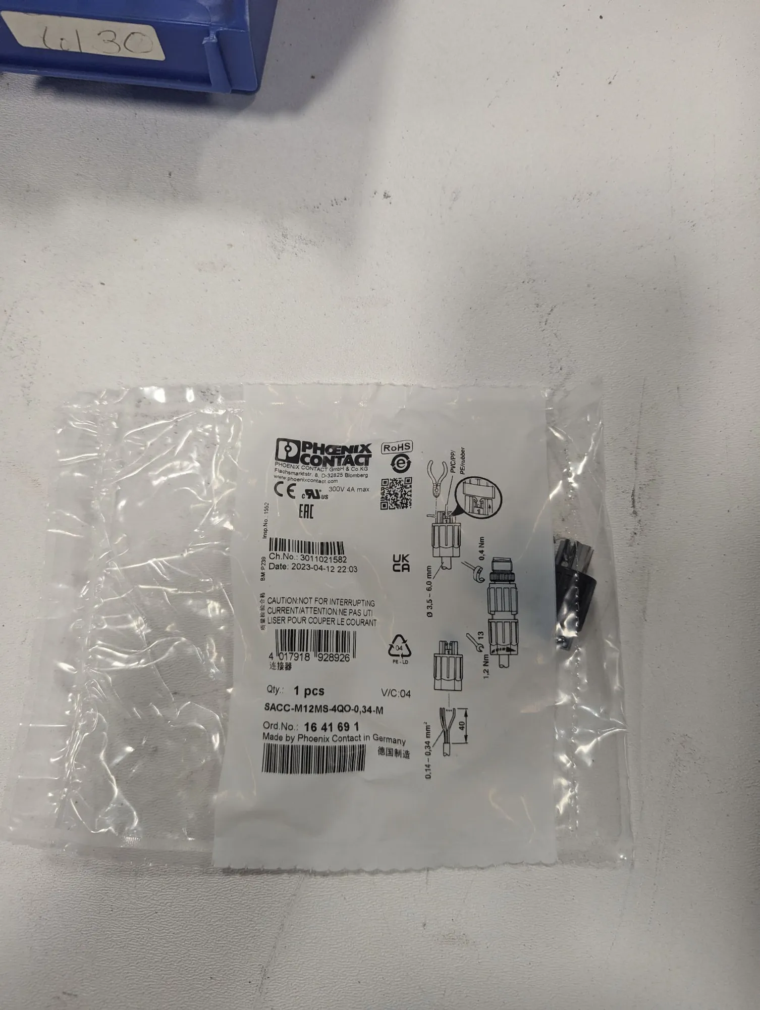 NEW Phoenix Contact SACC-M12MS-4QO-0,34-M