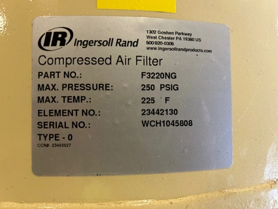 IR Ingersoll Rand F3220NG Compressed Air Coalescing Oil Filter 1900 CFM