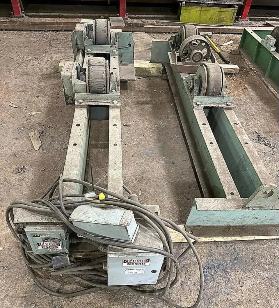 20,000 LB (10 TON) ARONSON MODEL #WRD10 POWERED TANK TURNING ROLLS, DRIVE & IDLER: YOBRO #25145
