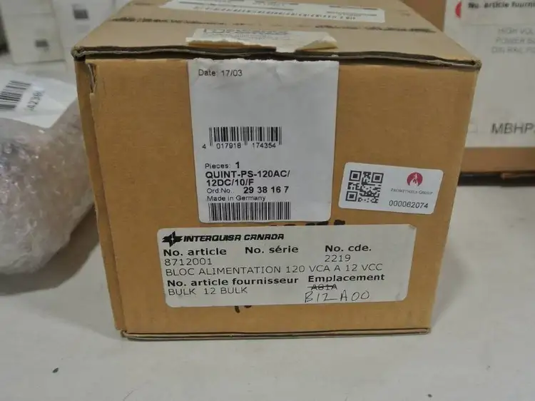 New | in-Stock PHOENIX CONTACT QUINT-PS-120AC/12DC/10/F Power Supplies British Columbia CA | Lenmark #1743572