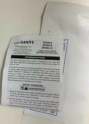 NEW LITTLE GIANT PUMP RFSN-10/599210